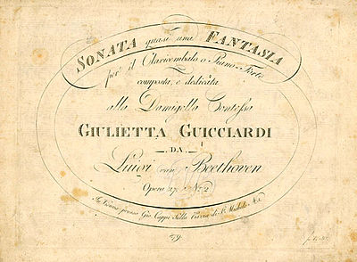Nimiölehti partituurin ensimmäisestä painoksesta, jonka Gio julkaisi 1802 Wienissä. Cappi e Comp.