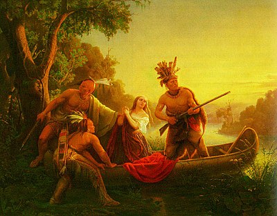 O rapto da filha de Daniel Boone pelos índios , Charles Ferdinand Wimar, 1853