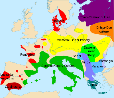 Map of the European Neolithic, c. 4500-4000 BC.