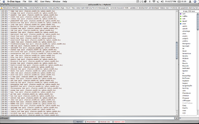Tyypillinen verkkojako X-Chat aqua IRC-ohjelmassa.  