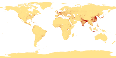 A distribuição da população mundial humana em 2018