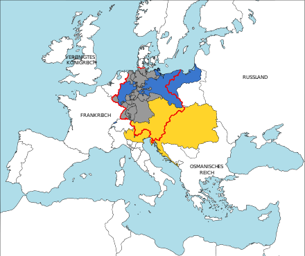 The German Confederation within Europe after the Congress of Vienna Border of the German Confederation 1815 Austrian Empire (parts) Prussia (parts) Other states of the German Confederation