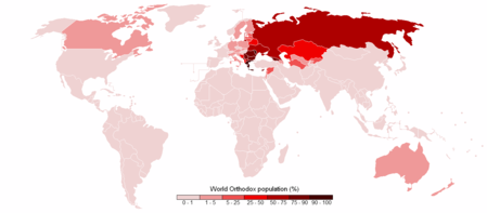 Verdeling van de Oosterse Orthodoxie in de wereld per land