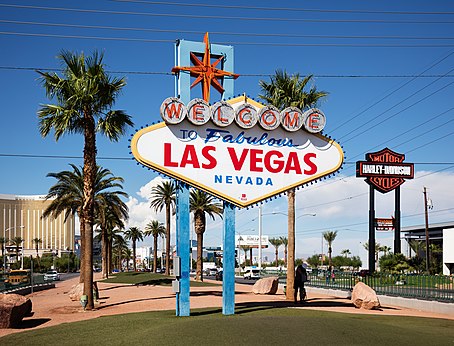 Den välkända skylten Welcome to the Fabulous Las Vegas.  