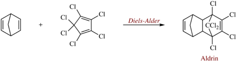 Síntesis de aldrina mediante una reacción de Diels-Alder