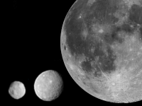4 Vesta e 1 Ceres ao lado da Lua da Terra.