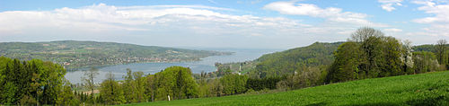 Near Eschenz with view to the German shore at Untersee. Lake Constance and the Rhine form the northern border of the canton.