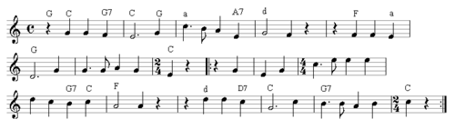 Horst Wessel在他的歌曲中使用了这个旋律，和声是常见的旋律之一，它是后来添加的。在德国，这首曲子是非法的，即使没有词也是非法的。