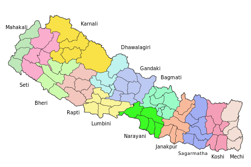 Správní zóny Nepálu  