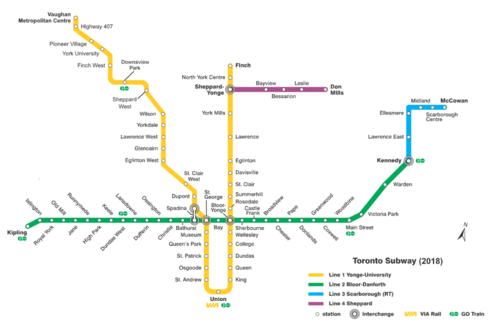 Карта метро по состоянию на 2018 год