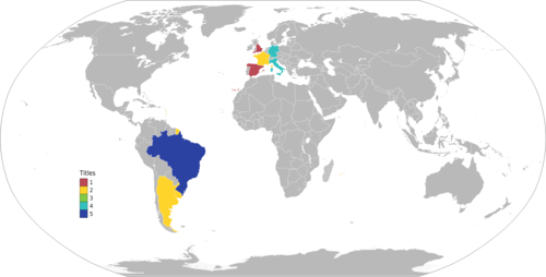 Mapa dos países vencedores