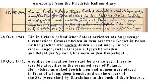 Deel van het bericht van 28 oktober 1941. Sütterlin schrift getranscribeerd naar modern Duits en vertaald naar Engels