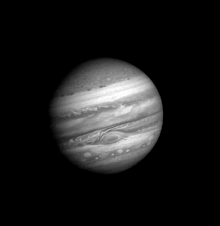 Een reeks foto's genomen door Voyager 1 bij het naderen van Jupiter, omgezet in een animatie.  