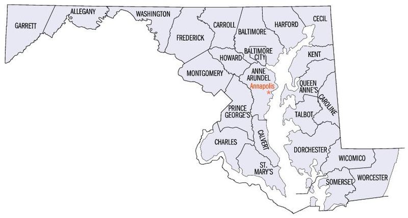 Marylandin piirikunnat.  