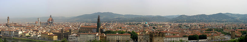 Panorama van de skyline van Florence gezien vanaf Piazzale Michelangelo  