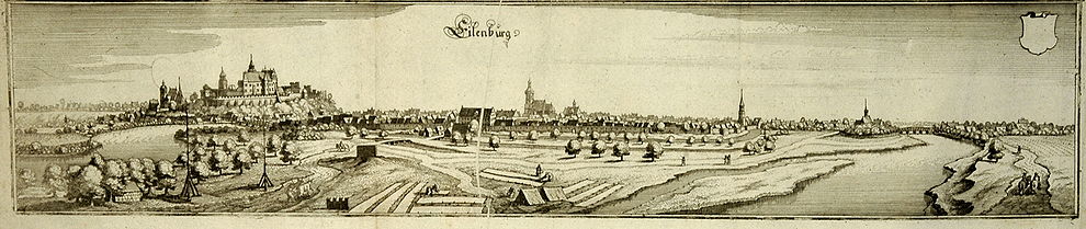 Town view of Eilenburg around 1650 by Matthäus Merian