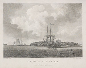 De schepen die Botany Bay binnenvaren