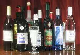 Assortment of modern absinthes