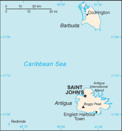 Antigua ja Barbudan kartta  