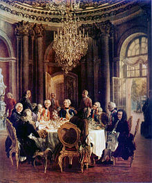 Adolph von Menzel: King Frederick II's Round Table, painting from 1850