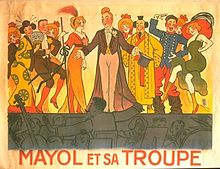 Poster motif Mayol et sa troupe (Engl. Mayol and his troupe, Adrien Barrère, ca. 1911)