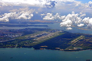 Una vista aerea dell'aeroporto internazionale di Changi.