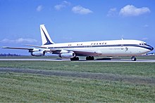 En Boeing 707-328 från Air France på Hannover-Langenhagens flygplats 1972.  