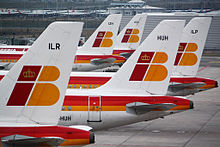 Iberia vliegtuigen op Madrid Barajas Airport.  