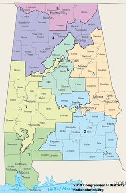 阿拉巴马州2013年以来的国会选区情况