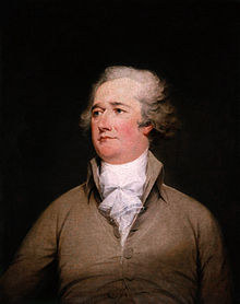 Een portret van Alexander Hamilton door John Trumbull, 1792.