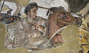 Alessandro nel mosaico di Alessandro dalla Casa del Fauno a Pompei nel 347 a.C.