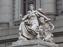 Allegorical depiction of America by Daniel Chester French at the Alexander Hamilton US Custom House, New York City.
