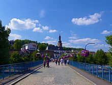 View from St. Johann over the Alte Brücke to Alt-Saarbrücken with castle rock and castle church