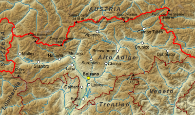 Skutočná "Provincia di Bolzano" (alebo Alto Adige)