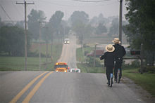 Amish in Pennsylvania often use pedal scooters instead of bicycles