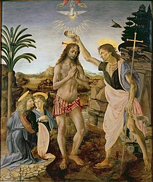 De doop van Christus (1472-1475)-Uffizi, door Verrocchio en Leonardo  