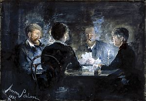 Een spelletje l'hombre in Brøndum's Hotel door Anna Palm de Rosa, 1885  