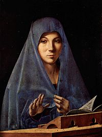 Šo Madonnu 1470. gadā ar eļļas krāsām uzgleznoja Antonello da Mesina.