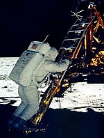 Buzz Aldrin på månen den 20. juli 1969  