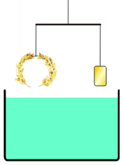 Arquimedes pode ter usado seu princípio de flutuabilidade para determinar se a coroa dourada era menos densa do que o ouro sólido.