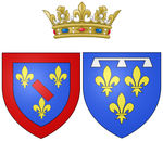 Wapen van Orléans als prinses van Conti.  