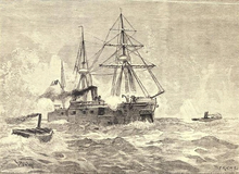 Attack with a torpedo boat on the Chilean ship Cochrane during the Chilean Civil War of 1891.
