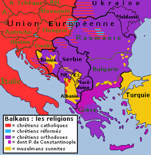 Mapa religioso de los Balcanes (en francés)  