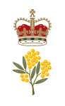 Insignia: Edwards crown and acacia leaves