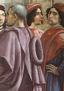 "Autoportretas", iš kairės: David Ghirlandaio, Bastiano arba Sebastiano Mainardi ir Domenico Ghirlandaio