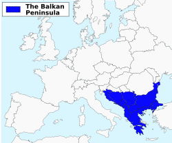 Een politieke kaart van het Balkanschiereiland  