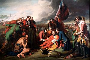 Battle of the Plains of Abraham: Death of General Wolfe. Painting by Benjamin West, 1770.