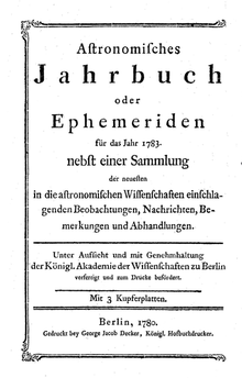 For ephemerides published in 1783 (Berlin, 1780)