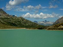 At the Bernina Pass lies the Lago Bianco