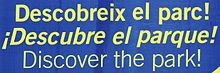 Trilingual billboard in Barcelona (detail). The opening exclamation mark is only used in Spanish, not in the regional language (Catalan).